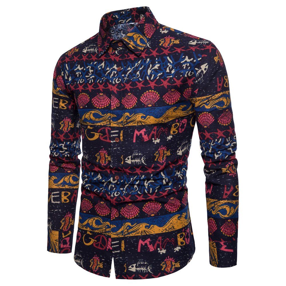 

Men's Ethnic Style Men'S Long Sleeve Shirt, Multi-t