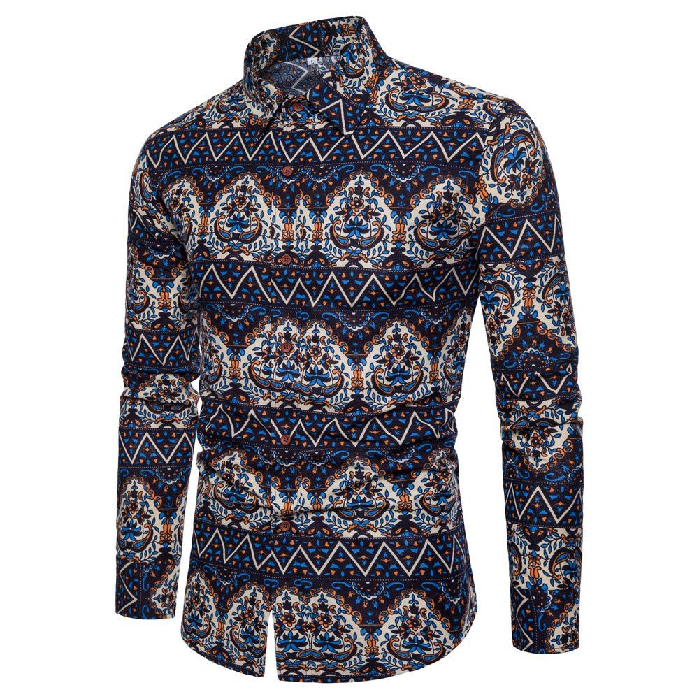 

Men's Ethnic Style Men'S Long Sleeve Shirt, Multi-u