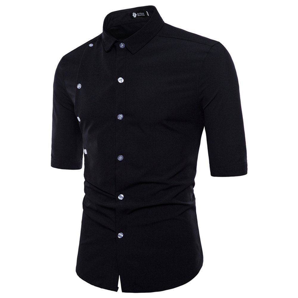 

Men's Button Short Sleeve Shirt, Black