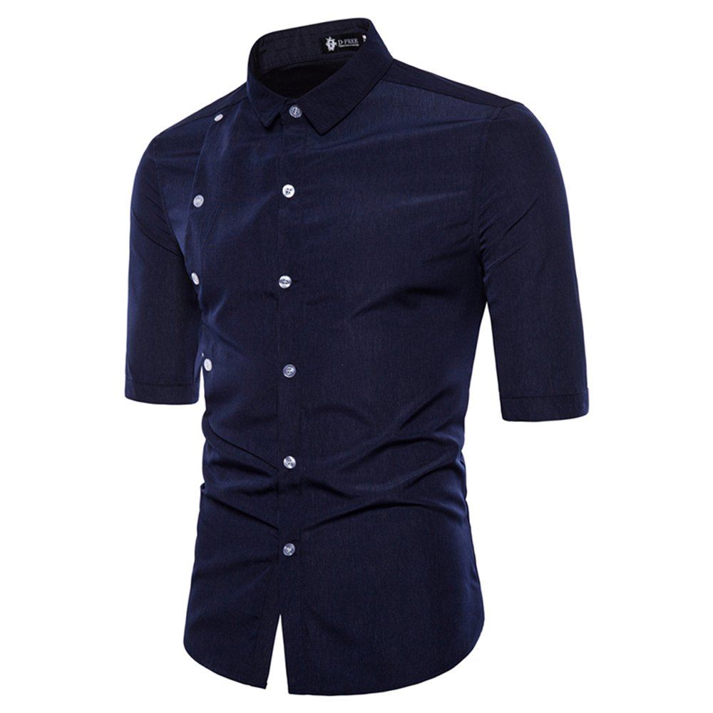 

Men's Button Short Sleeve Shirt, Cadetblue