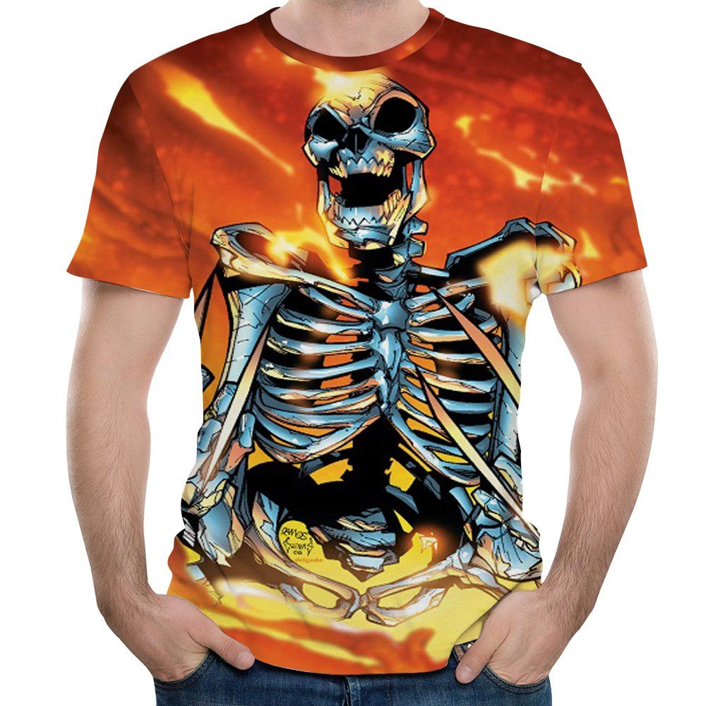 

3D Summer Leisure Style Spare Ribs Printed Men's Short Sleeve T-shirt, Orange