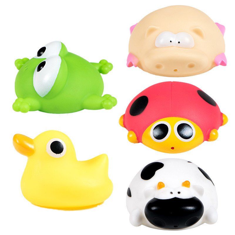 

Spray Water Knead A Pinch Fun Evade Glue Animals Baby Bath Toy 5PCS, Multi-a