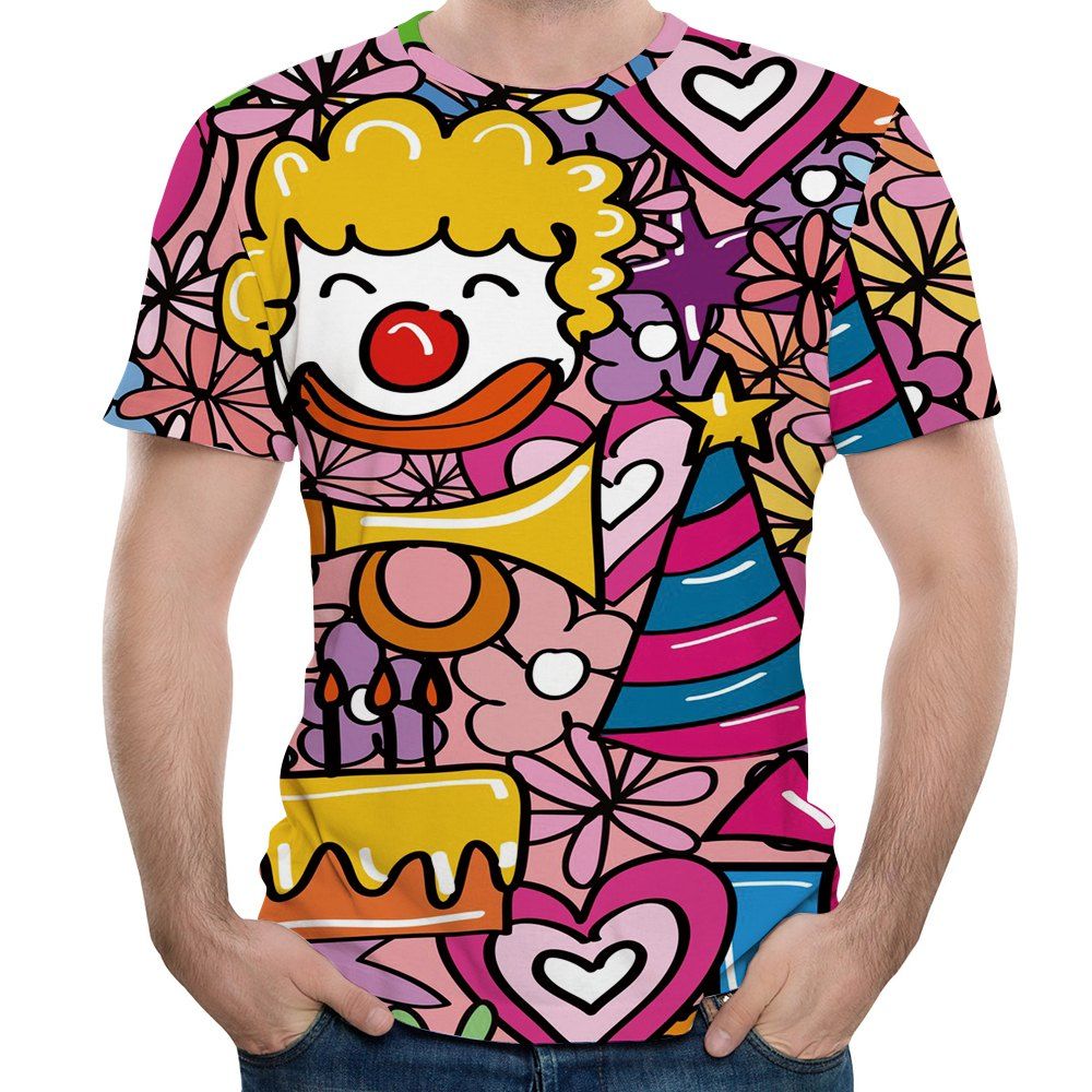 

2018 New Style Men's 3D Flower Girl Print Short-Sleeved T-shirt, Multi-m