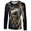 T-shirt à manches longues 3D Spring Wolf Bite Skull Print pour homme - multicolor 3XL
