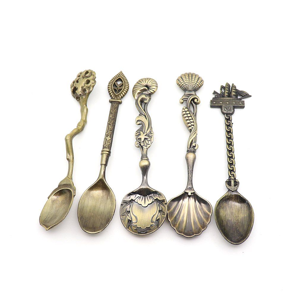 

SLYDLL 5PCS Zinc Alloy Spoon Combination, Bronze