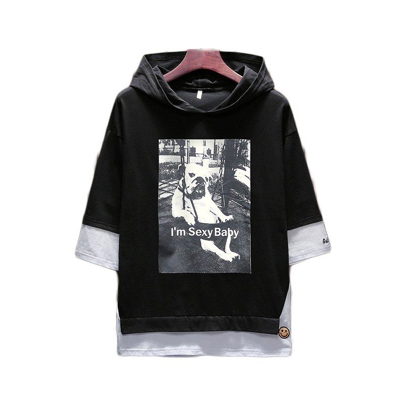 

Men's Summer Hooded T-shirt, Black