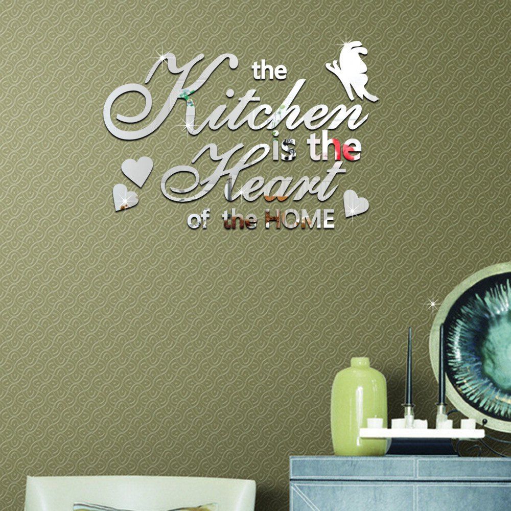 

English Letter DIY Adornment Mirror Wall Sticker, Silver