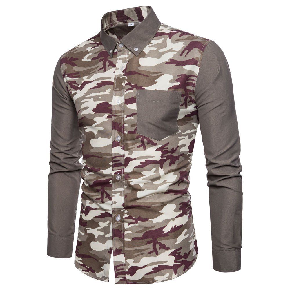 

Spring Men's Casual Loose Long Sleeve Shirt, Multi-b