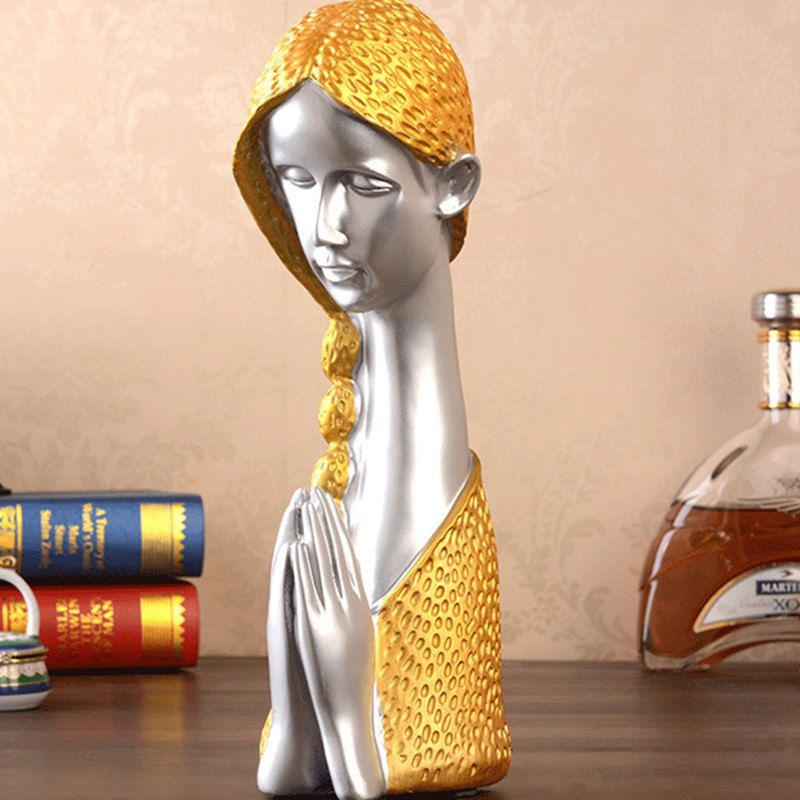 

Resin Ornaments Praying Girl Sculpture Wine Cabinet Crafts Home Decorations, Multi-a