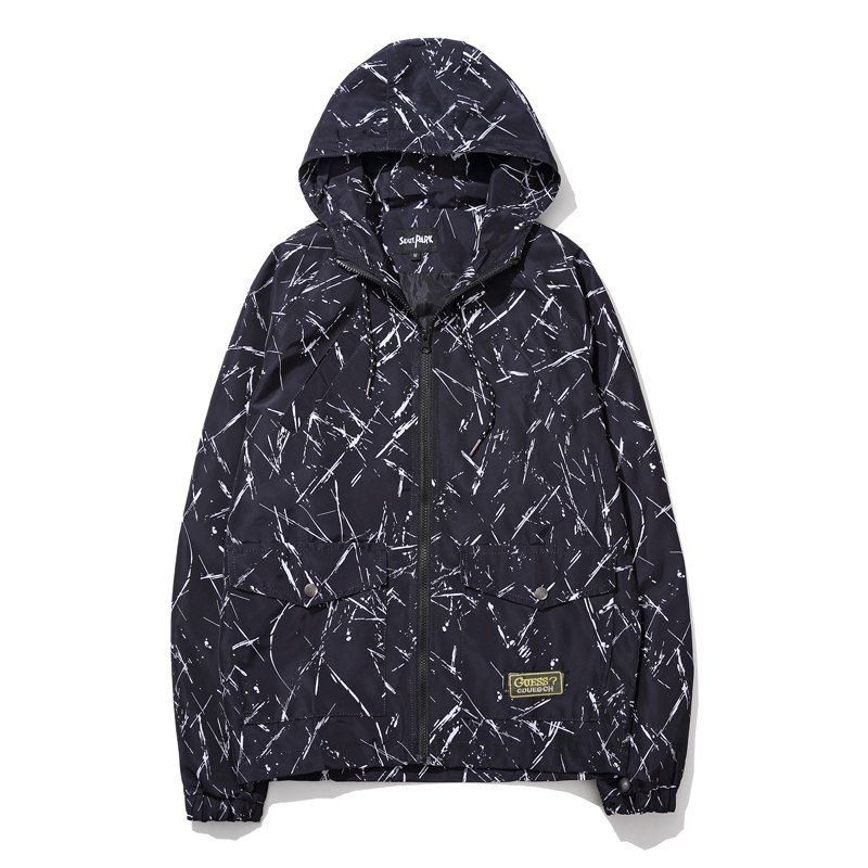 

Men's Summer Sun Protection Graffiti Jacket, Black