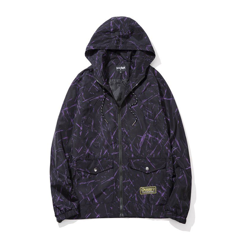 

Men's Summer Sun Protection Graffiti Jacket, Purple dragon