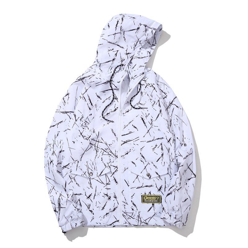 

Men's Summer Sun Protection Graffiti Jacket, White