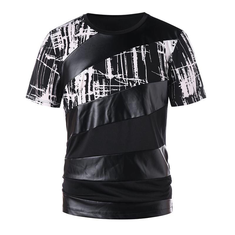 

Mosaic Crystal Breathable Printed T-shirt, Black