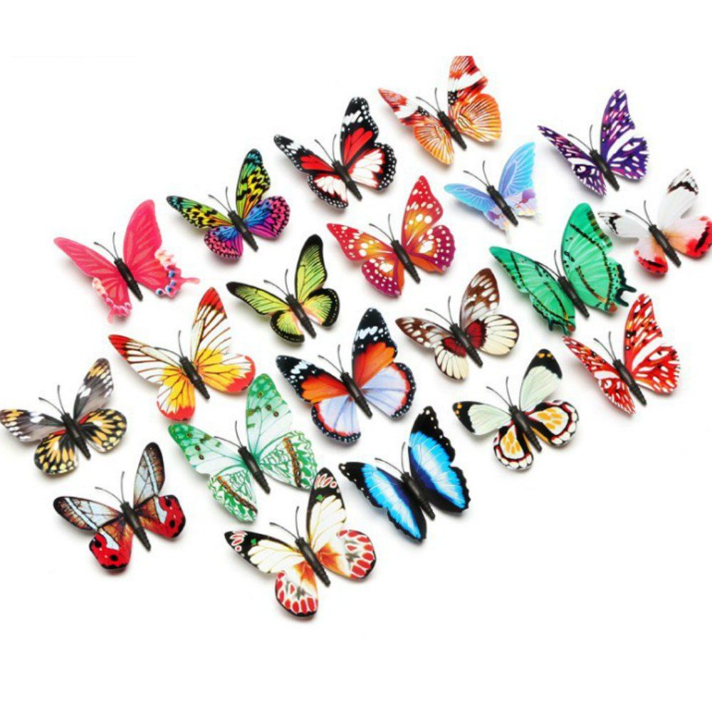 

12PCS Noctilucan Butterfly 3D 8CM, Multi-a
