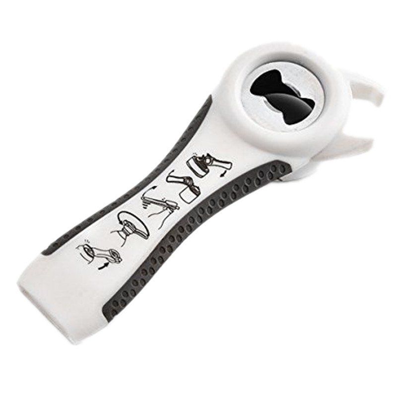 

5 In 1 Jar Bottle Can Opener Lid Twist Off Gripper Soft Handle, White
