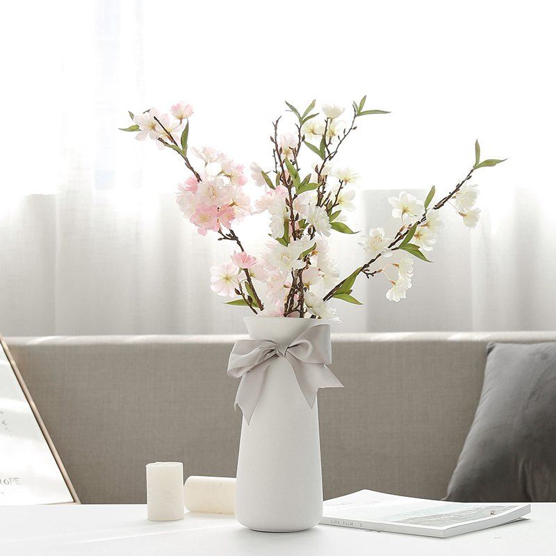 

European Style Traditional Ceramic Arts Crafts Home Furnishing Flower Vase, Milk white