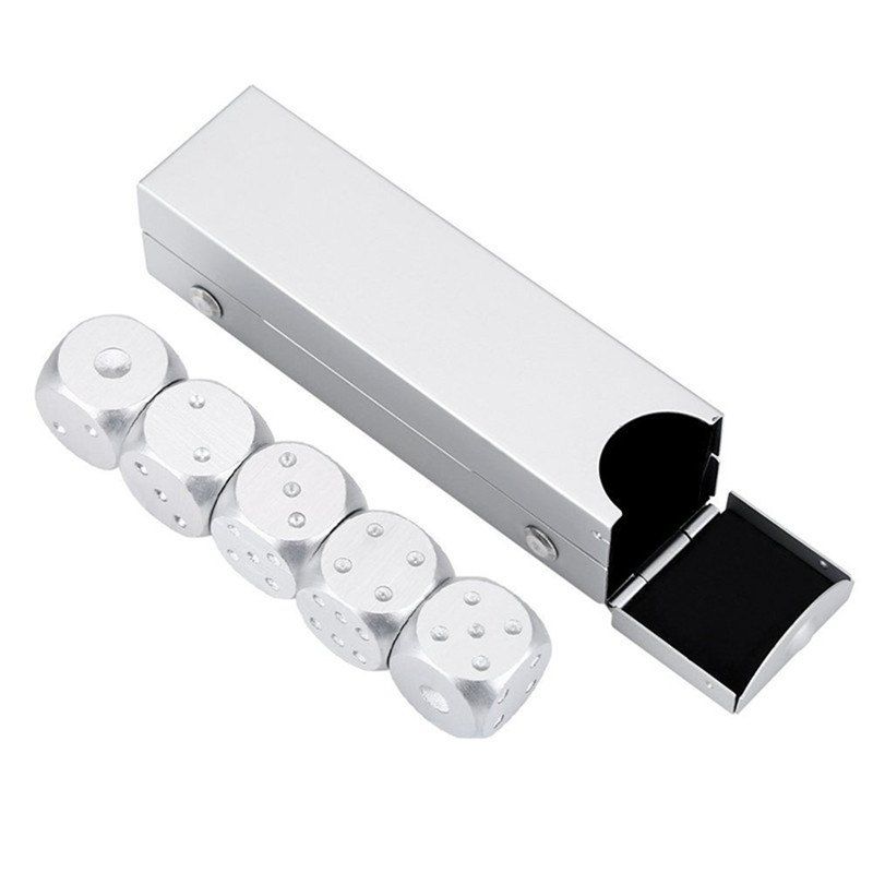 

Metal Silver Color Portable Solid Heavy Dice Party Drinking Game 5PCS