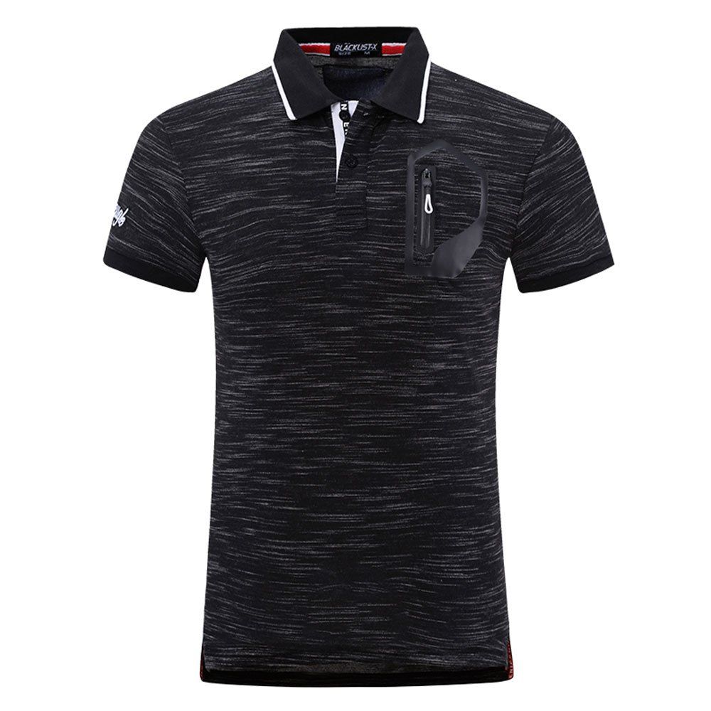 

Summer Men's Short Sleeve Slim Polo T-Shirt, Black