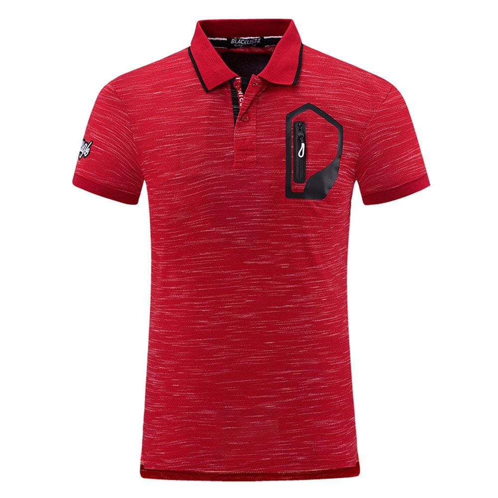 

Summer Men's Short Sleeve Slim Polo T-Shirt, Red