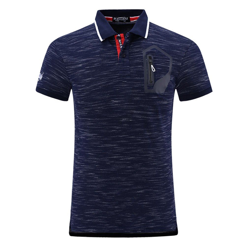 

Summer Men's Short Sleeve Slim Polo T-Shirt, Deep blue