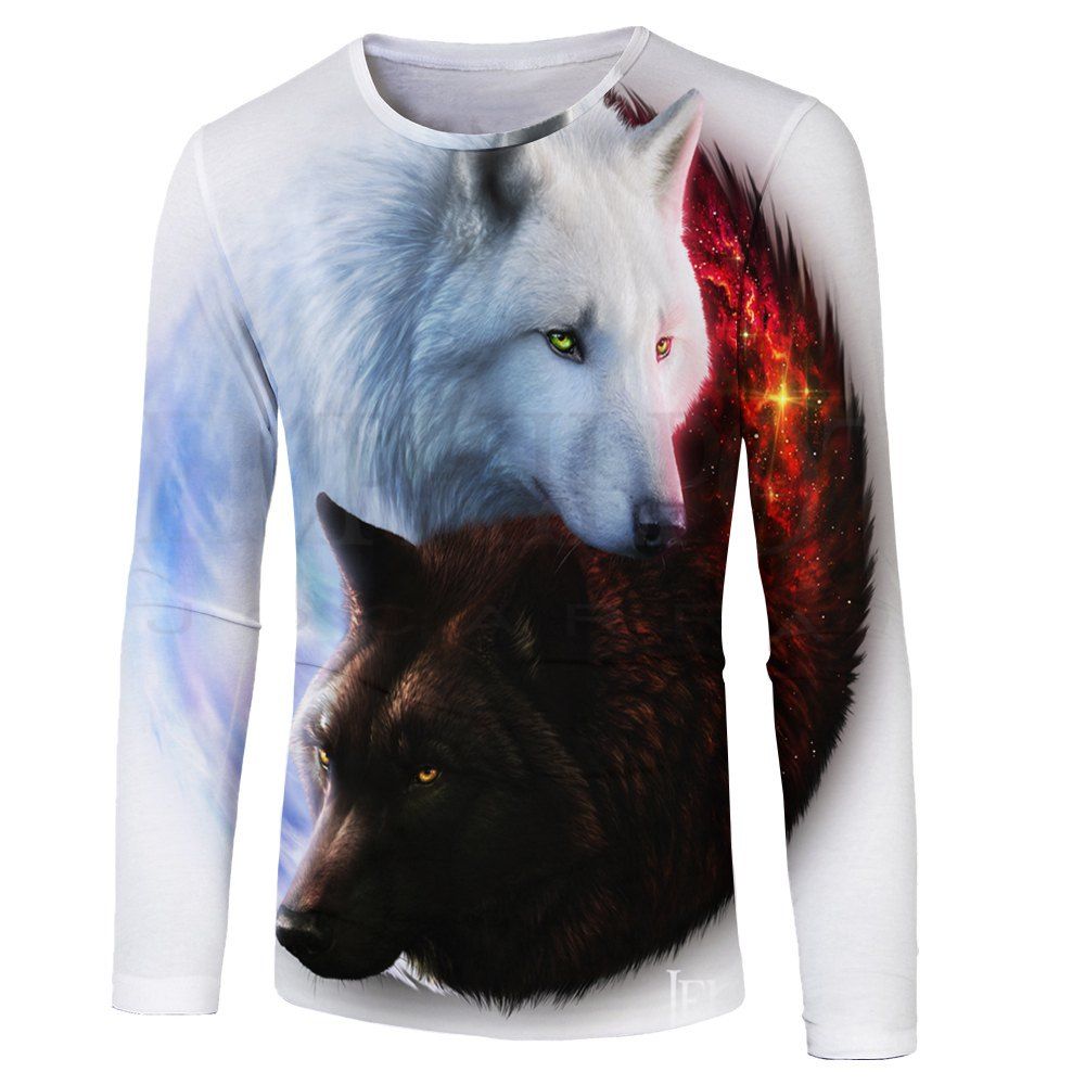 

2018 Fall New 3D Fashion Print Long T-Shirt, Multi-g