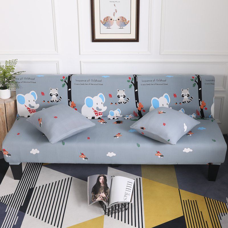 

Sofa Cover for Armless Sofa with Cartoon Patterns, Multi-c