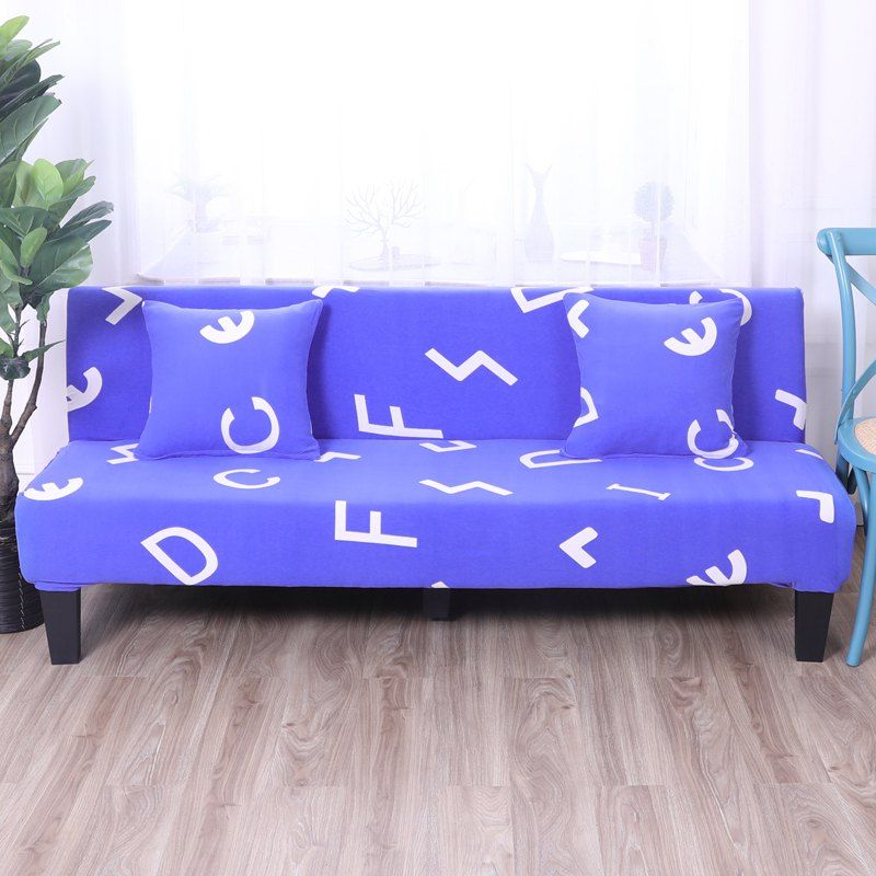 

Sofa Cover for Armless Sofa with Printed Cloth, Multi-b