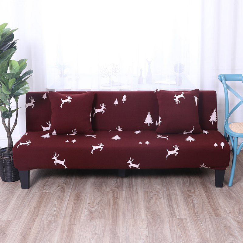 

Sofa Cover for Armless Sofa with Printed Cloth, Multi-d