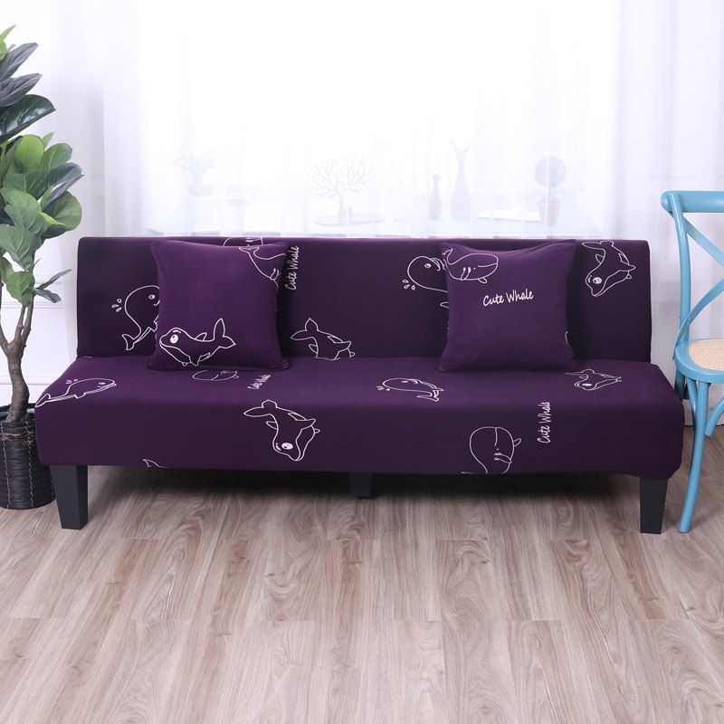 

Sofa Cover for Armless Sofa with Printed Cloth, Multi-j
