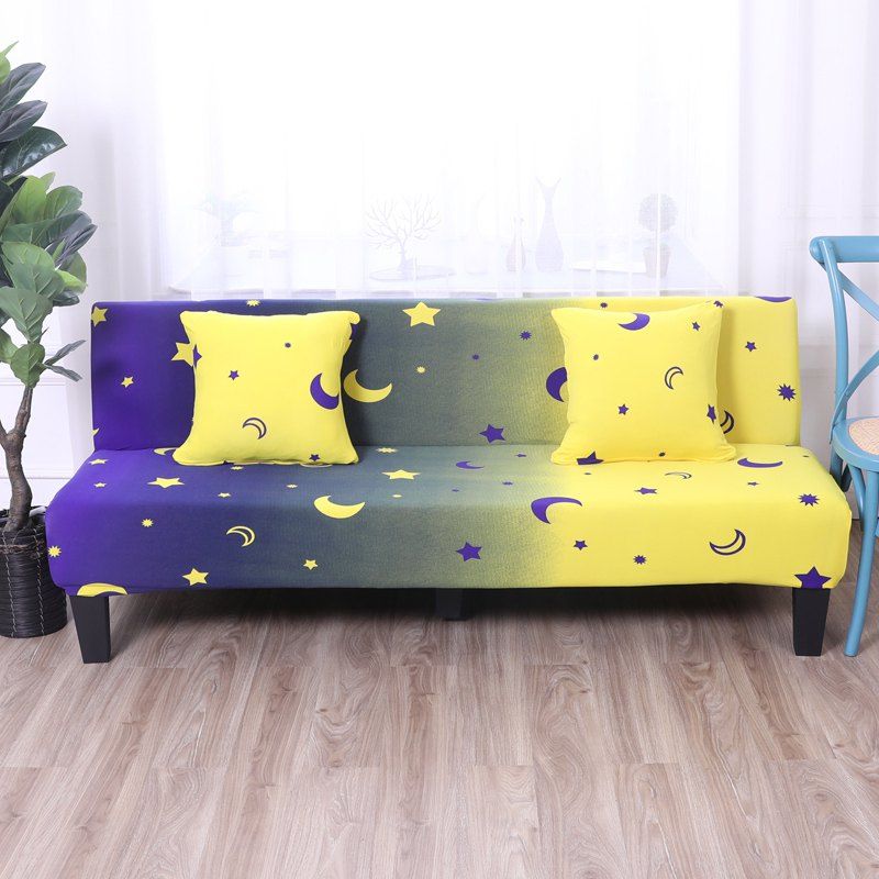 

Sofa Cover for Armless Sofa with Printed Cloth, Multi-o