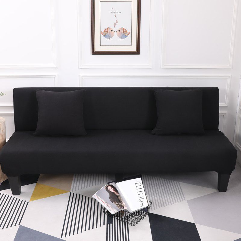 

Sofa Cover for Armless Sofa with Pure Color, Black