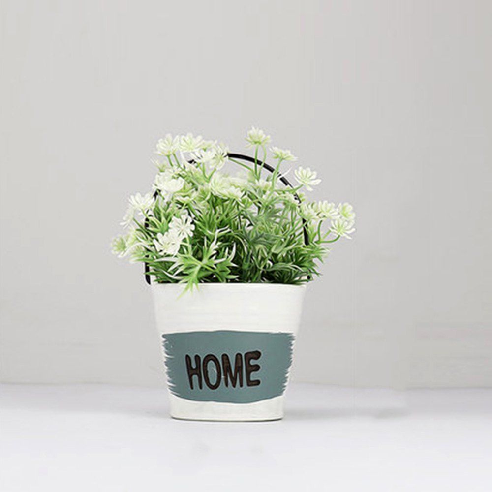 

Home Decoration Ornament Artificial Bucket Chrysanthem Bonsai 1pcs, White