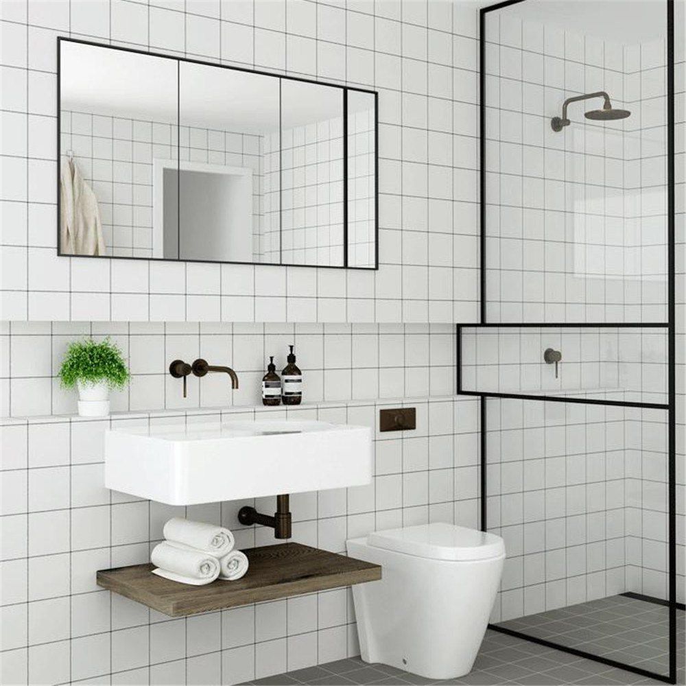 

60cm x 100cm Self-Adhesive Waterproof Black Gray White Lattice Wallpaper
