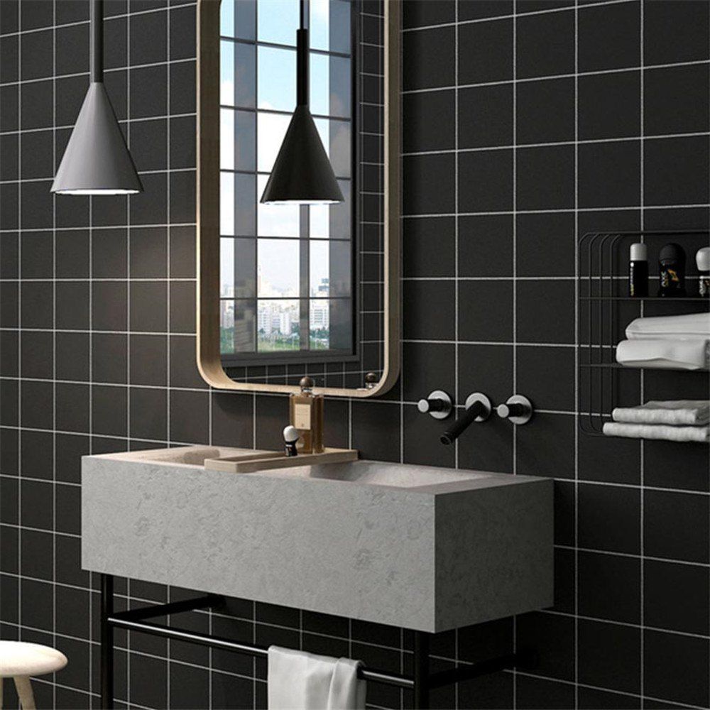 

60cm x 100cm Self-Adhesive Waterproof Black Gray White Lattice Wallpaper