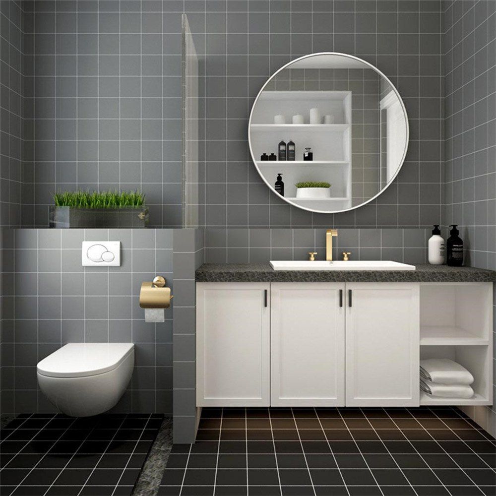 

60cm x 100cm Self-Adhesive Waterproof Black Gray White Lattice Wallpaper, Carbon gray