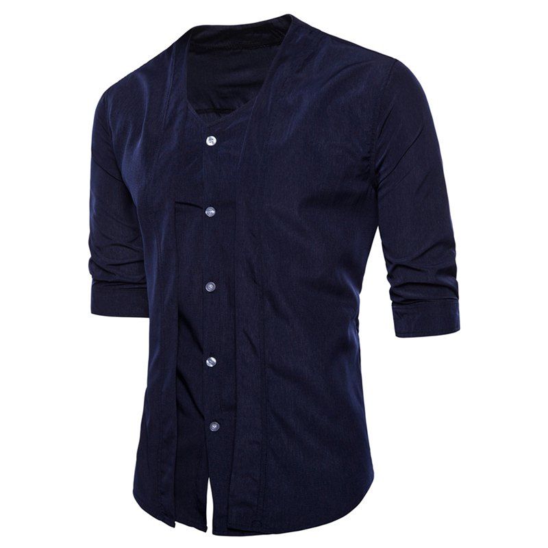 

Men Casual Fashion Two Pieces Short Sleeve Shirts, Cadetblue