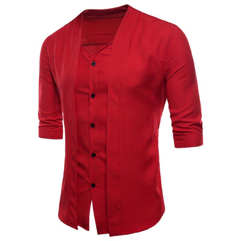 

Men Casual Fashion Two Pieces Short Sleeve Shirts, Red