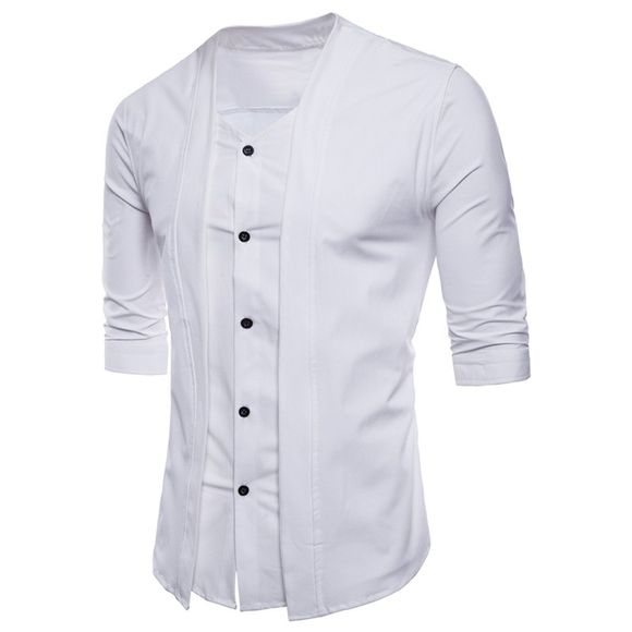 Chemises à manches courtes pour hommes - Blanc XL