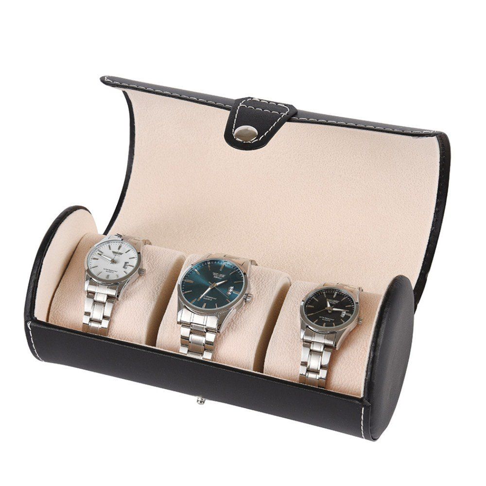 

3-Position PU Portable Watch Storage Display Box, Black