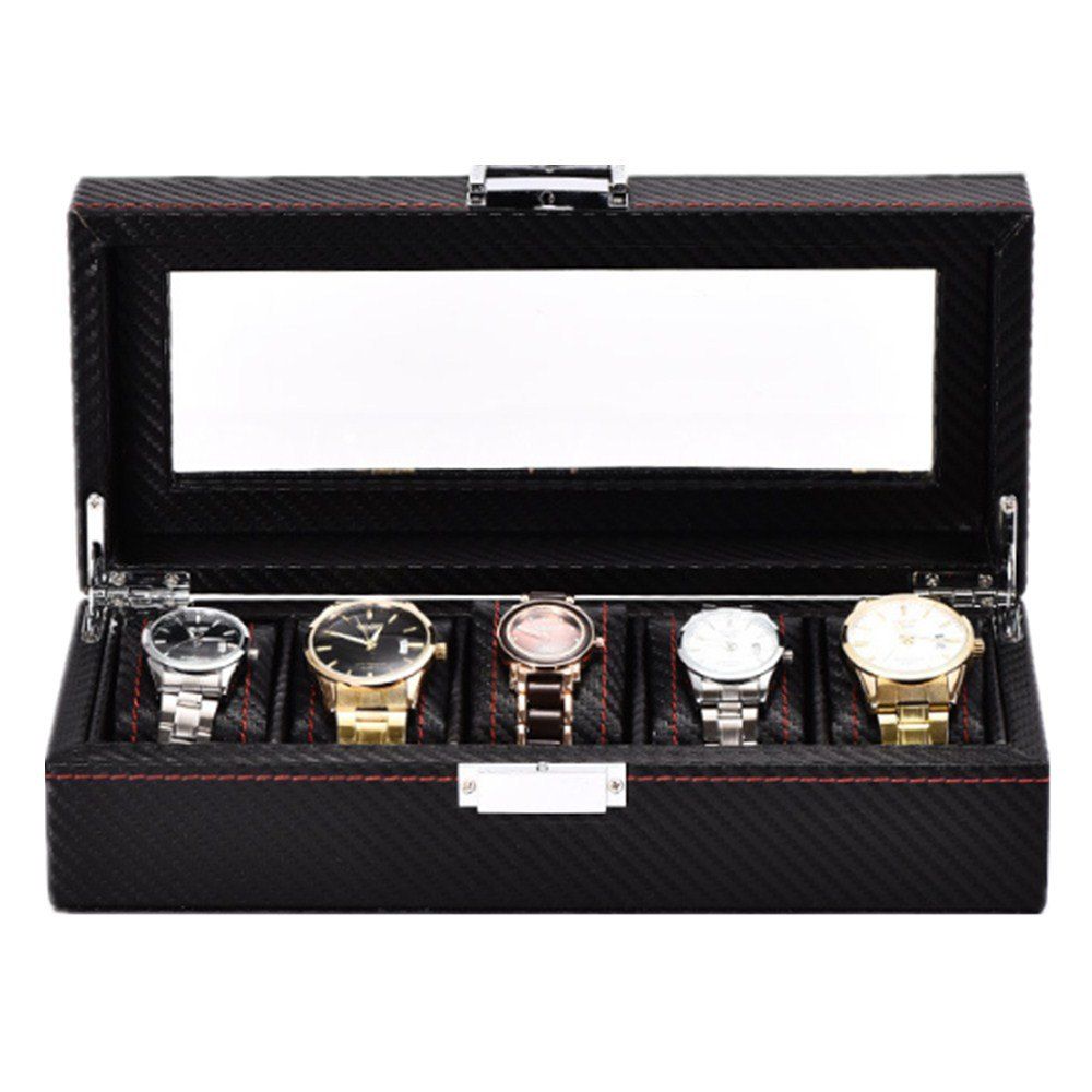 

5-Position PU High-End Watch Storage Display Box, Black