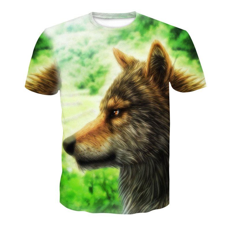 

3D Green Print Men'S Casual Short Sleeve Graphic T-Shirt, Alien green