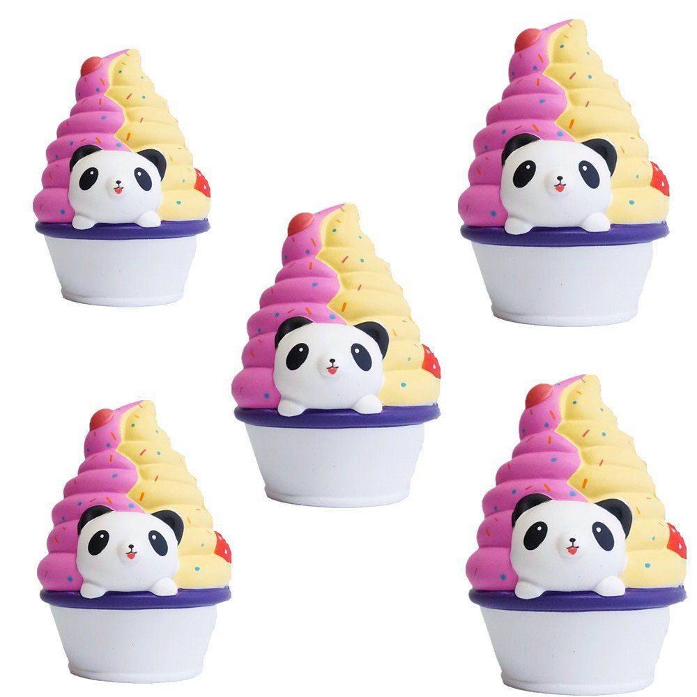 

Slow Rebound Series Cute Elastic Panda Ice Cream Toy Jumbo Squishy 5PCS, Multi-a