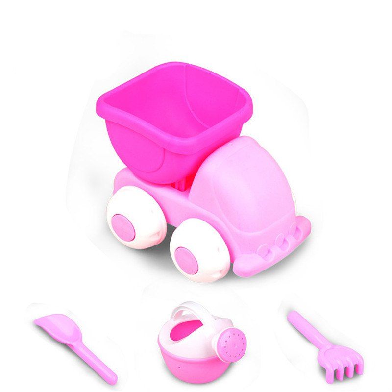 

Beach Set Bucket Rakes Wheel Watering Play Sand Toy 4PCS, Pink