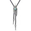 Accessoires de mode Eagle Eye Feather avec Turquoise Woven Rope Necklace - Argent 