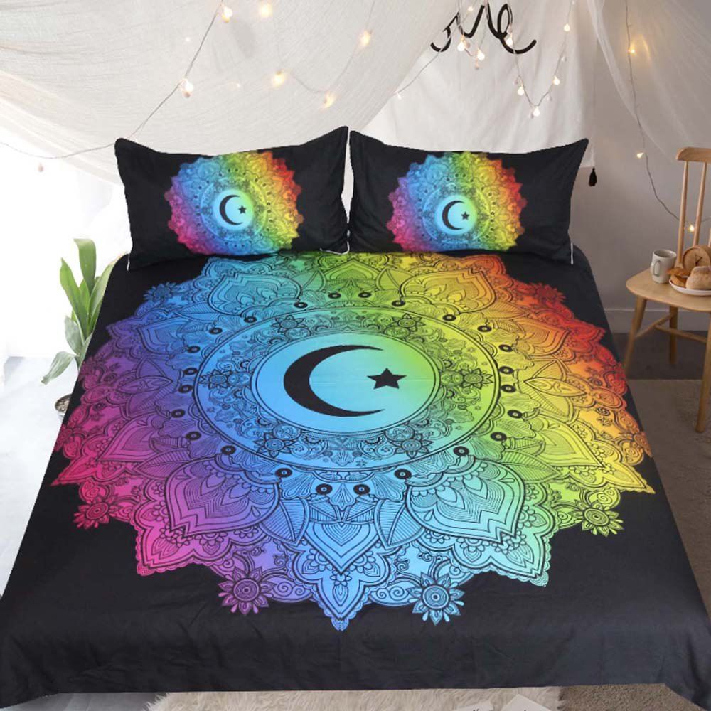 

Colorful Bedding Star and Moon Duvet Cover Set 3pcs, Multi