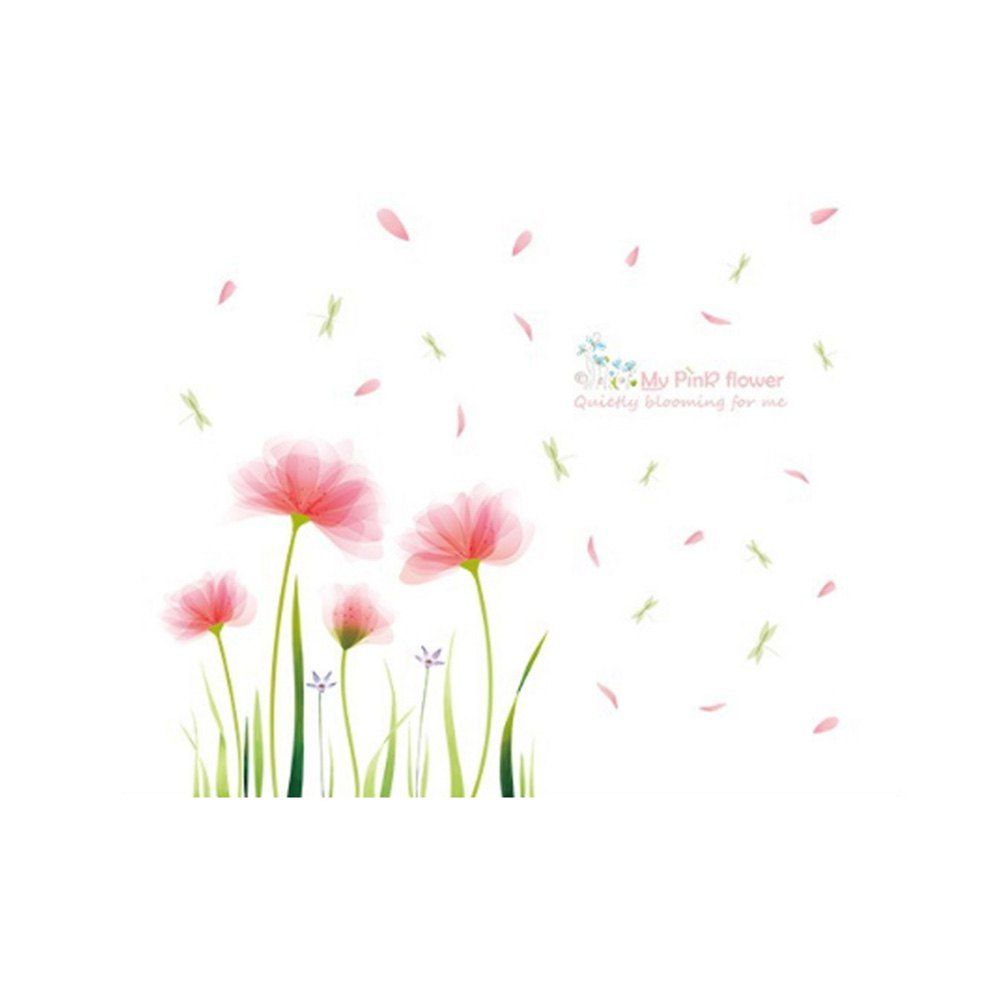 

Pink Garden Removable Wall Stickers PVC Transparent Film, Multi