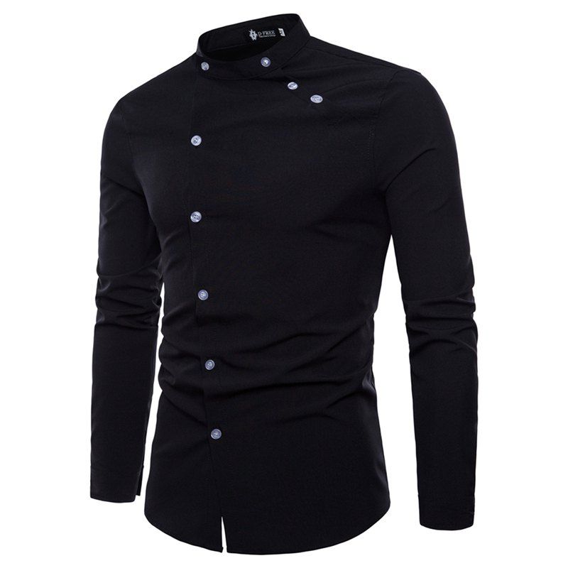 

Men's Fashion Tailored Long Sleeve Shirt, Black