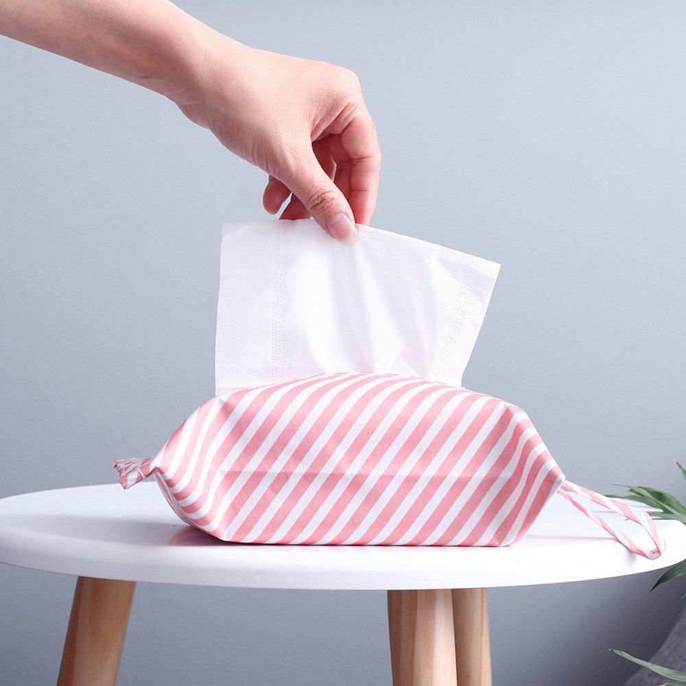 

Creative Stripe Pattern Hanging Cloth Tissue Storage Bag, Multi