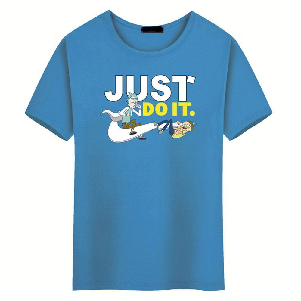 

Men's Cartoon Blouse T-Shirt, Sky blue