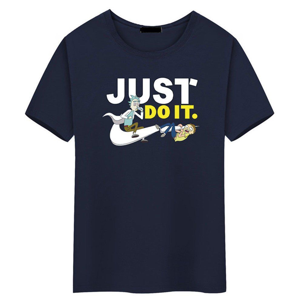 

Men's Cartoon Blouse T-Shirt, Deep blue